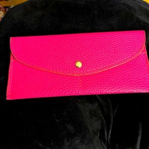 Leather Card Holder in Hot Pink